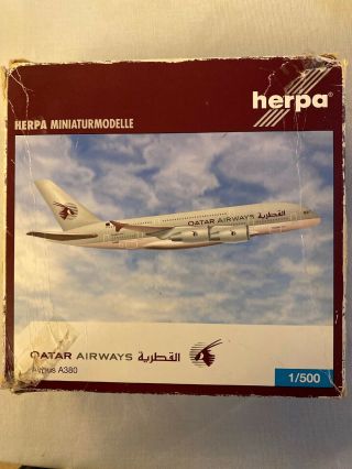 Herpa Miniature Modelle 1:500 Qatar Aurways Aurbus A380 Metal Model Aircraft