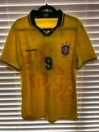 Vintage Men’s Brazil Ronaldo 1994 World Cup Soccer Jersey Yellow Large Vtg 90s