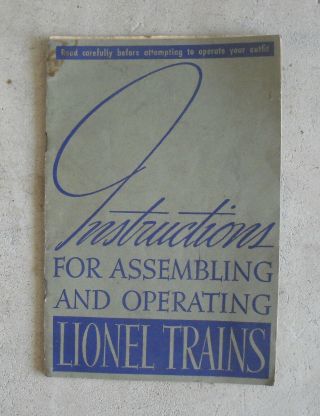 Vintage 1938 Booklet Instructions For Assembling And Operating Lionel Trains