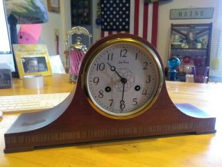 Vintage Seth Thomas Wood Lynton 2w Mantle Shelf Clock W/ Key 8 Day E531 - 000
