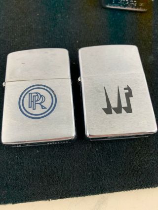 2 Vintage Zippo Lighters With Unknown Logos 1959 Pr & 1973 Mf