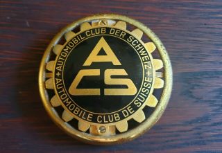 Acs Automobile Club De Suisse Der Schweiz Vintage Enamel Car Badge.