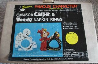 Vintage Casper The Ghost & Wendy Napkin Ring Duncan Ceramic Casting Mold