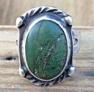 Fred Harvey Sterling Silver Turquoise Green Old Pawn Ring Vintage 925 Size 5.  5