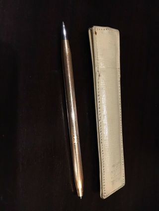 Vintage Cross Ballpoint Pen 1/20 14k Gold Filled & Leather Pen Purse