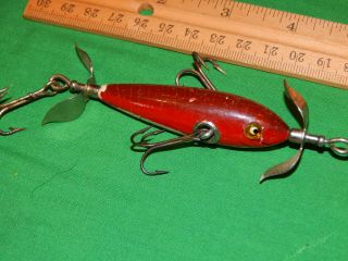 Pre - 1910 Heddon 100 Dowagiac Minnow Blended Red Painted Gills Wood Box Model