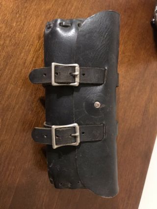 Vintage Leather Tool Bag Pouch Saddle Bag Motorcycle Black