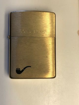 1932 - 1989 Vintage Zippo Solid Brass Pipe Lighter With Pipe Lighter Insert