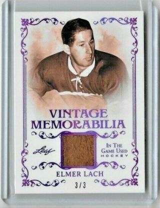 2019 - 20 Elmer Lach Leaf Itg In The Game Hockey Vintage Memorabilia Jersey 3/3