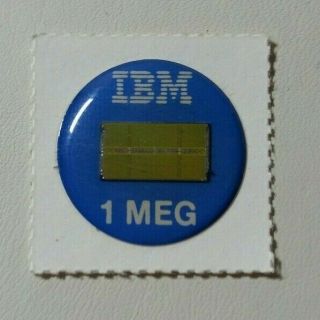 1989 Collectible Ibm 1 Meg Dram Memory Chip (stick - On) Button Resin Ic