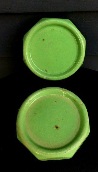 Vintage Ceramic Porcelain Porcelier Green Glazed Furniture Coaster Protector Htf