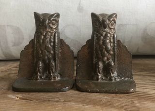 Great Vintage Cast Iron Wise Owl Bookends