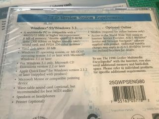 Grolier Multimedia Encyclopedia 1998 Windows 3.  1/95 MS - DOS 5.  0 2