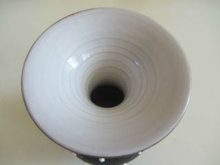 Mid century Larholm Norway pottery black white tube line design vase 1960s 2