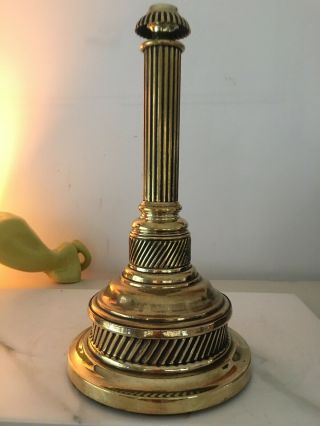 Antique Brass Oil Lamp Base Circular On Reeded Column