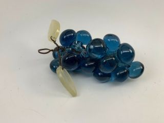 Vintage Mid Century Blue Glass Grapes Cluster Decorater Hollywood