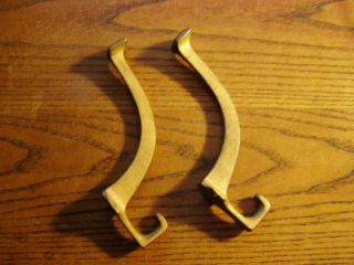 2 - - Old Coat Hooks Bath Robe Clothes Tree Rustic Brass Color Vintage