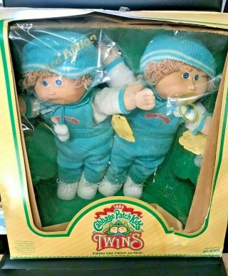 Vintage Cpk Dolls 1985 Twin Boys Tony Jan & Ross Louie Box Blue Eyes