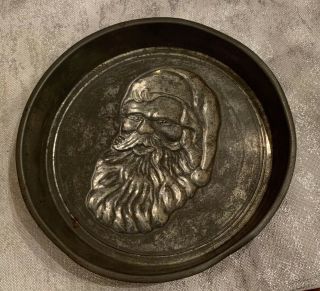 Antique Vintage Christmas Santa Claus Tin Metal Cake Pan Jello Mold Pie Tin Bake