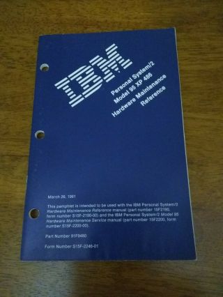Ibm Ps/2 Model 95 Xp 486 Hardware Maintenance Reference March 1991used