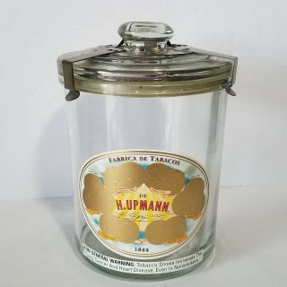 Vintage H.  Upmann Cigar Tobacco Glass Jar Storage Humidor 9.  5 " Cameroon Belicoso