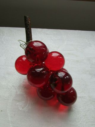 Mid Century Large Red Vintage Acrylic Lucite Grape Cluster Driftwood Retro