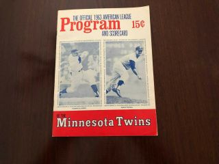 1963 Minnesota Twins Vs.  Kansas City Athletics Program & Scorecard
