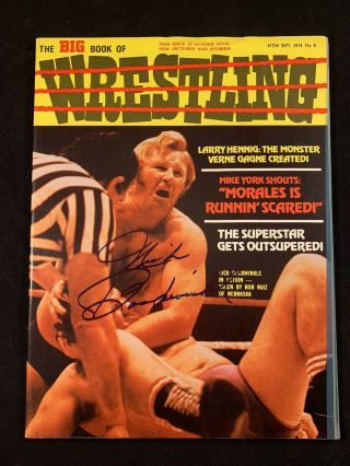 Big Book Of Wrestling September 1974 Issue Nick Bockwinkle Autograph W/ Sleeve