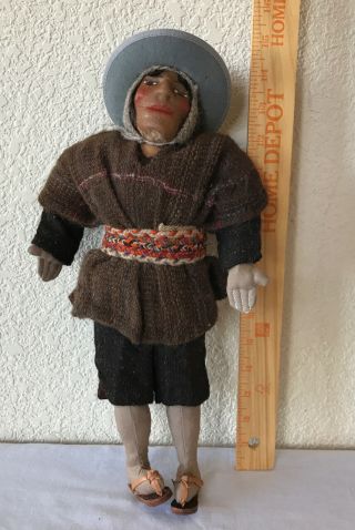 Vintage Peruvian Cloth Doll Ethnic Central South America Folk Art Detailed 16 "