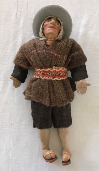 Vintage Peruvian Cloth Doll Ethnic Central South America Folk Art Detailed 16 