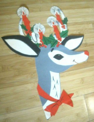 Vintage Rudolph The Red Nosed Reindeer Cardboard Christmas Decoration