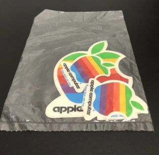 Vintage Apple Computer Stickers 2 Lg And 2 Sm.