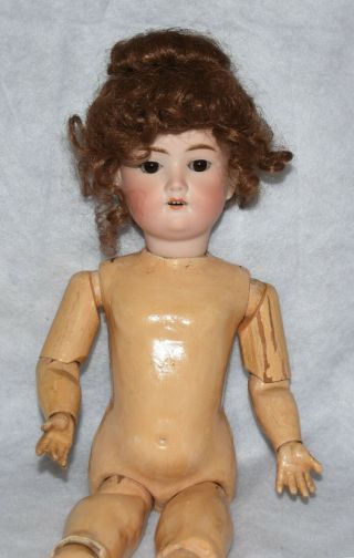 Antique 18 " Em 890 1 1/2 Germany Bisque Head Doll Composition Wood Jointed Body