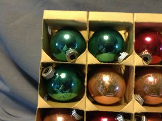 12 Vintage Mid Century Pastel Colors Satin Glass Christmas Ornaments Shiny Brite 3