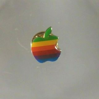 Vintage Apple Macintosh Lapel Pin Pinback Lapel Rainbow 1980s Collectible