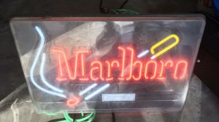 Vintage Marlboro Cigarettes Neon Lighted Sign Tobacco Advertising 21 " X 15 "