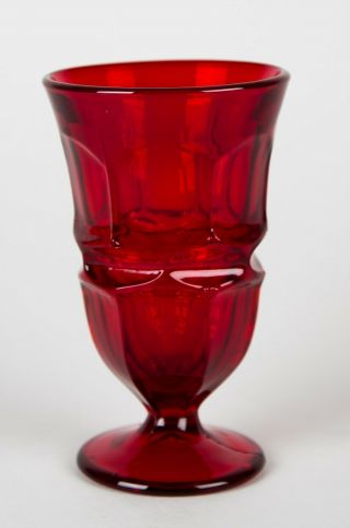 Fostoria Argus Ruby Red Iced Tea Goblet Glass Vintage Stemware