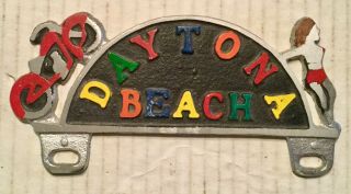 Vintage Daytona Beach Motorcycle License Plate Topper Painted