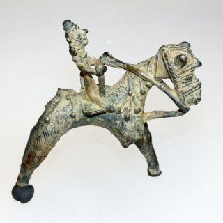 A Very Rare Ancient Or Medieval India Bronze Statue Horseman
