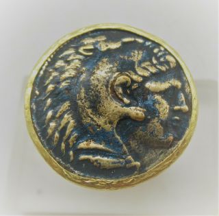 Ancient Roman Style Gold Gilded Ring With Roman Coin Insert
