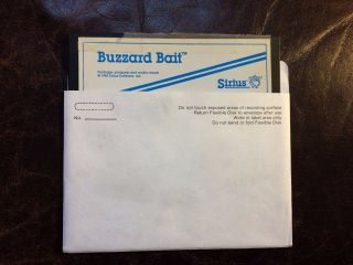 Vintage Sirius Buzzard Bait 1983 5 1/4 " Floppy Disk Apple Ii 5.  25