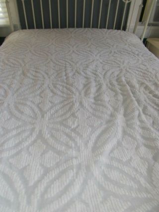 Vintage Chenille White Bedspread Full Size