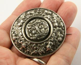 Large Antique Victorian C1890 Sterling Silver Scottish Thistle Brooch Pin
