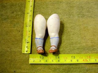 2 X Excavated Vintage Painted Bisque Doll Legs With Loop Hole A Pair 2.  5 " 13265