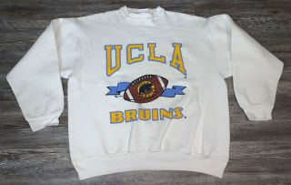 Vintage 80’s Ucla Bruins White Crewneck Sweatshirt Size Xl Stained