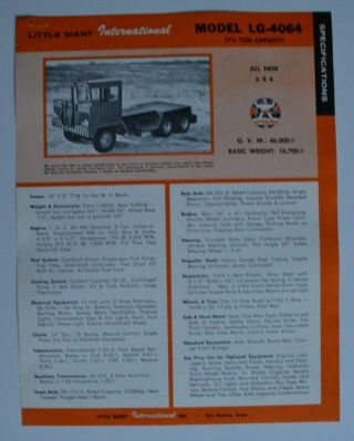 International Little Giant Lg - 4064 1964 Dealer Sheet Brochure - English - Usa