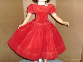 Vintage Red Velvet Dress For Cissy Doll