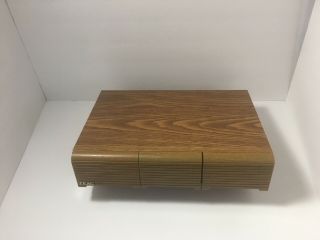 Teac Audio Cassette Wood Grain Storage Cabinet 36 Tape Case Vintage 3 Drawer