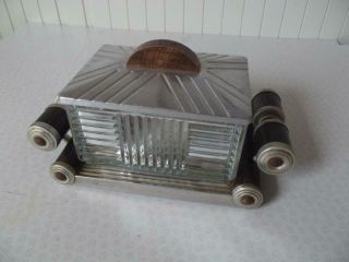 Vintage French Art Deco Cookie / Table Biscuit Box Mirrored Tray Streamline Era