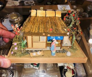 Rare Vintage Miniature Japanese Wooden House Details